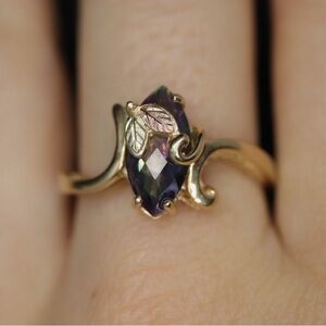 Black Hills Gold Ring. 10k Multi-Tone Mystic Topaz Black Hills Gold
